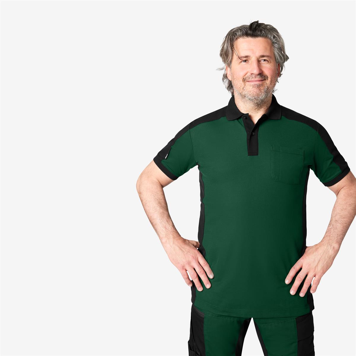 FHB Polo-Shirt Konrad, grün-schwarz L