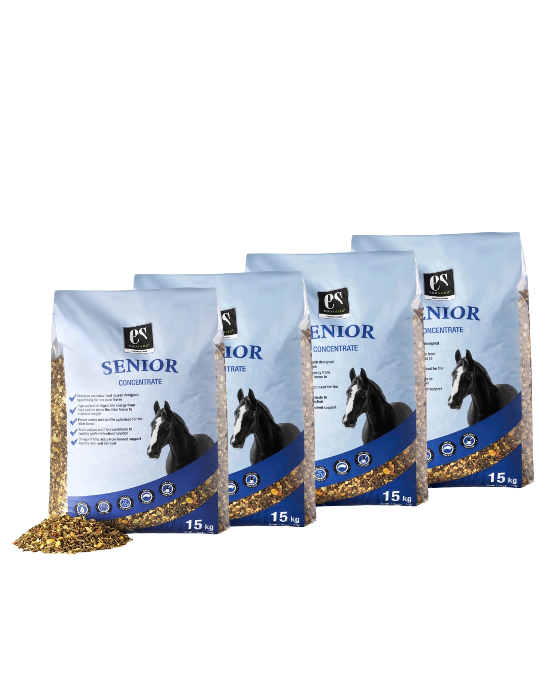 Equsana Senior Vollwertfutter für Pferde im Sparpack,4x 15 kg