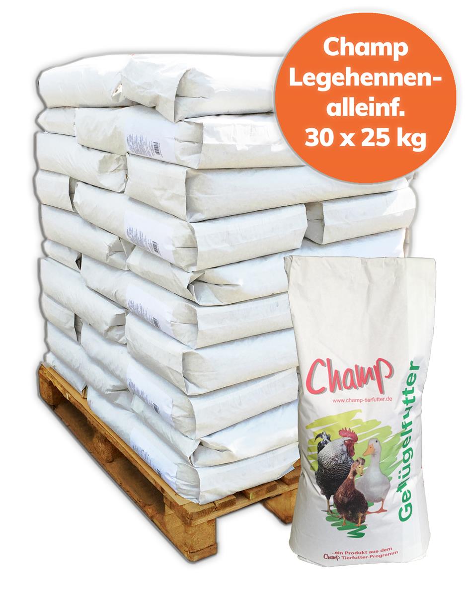 Palette Champ Legehennen-Alleinfutter für Geflügel mehlform GVO- frei, 750 kg, 30x 25 kg