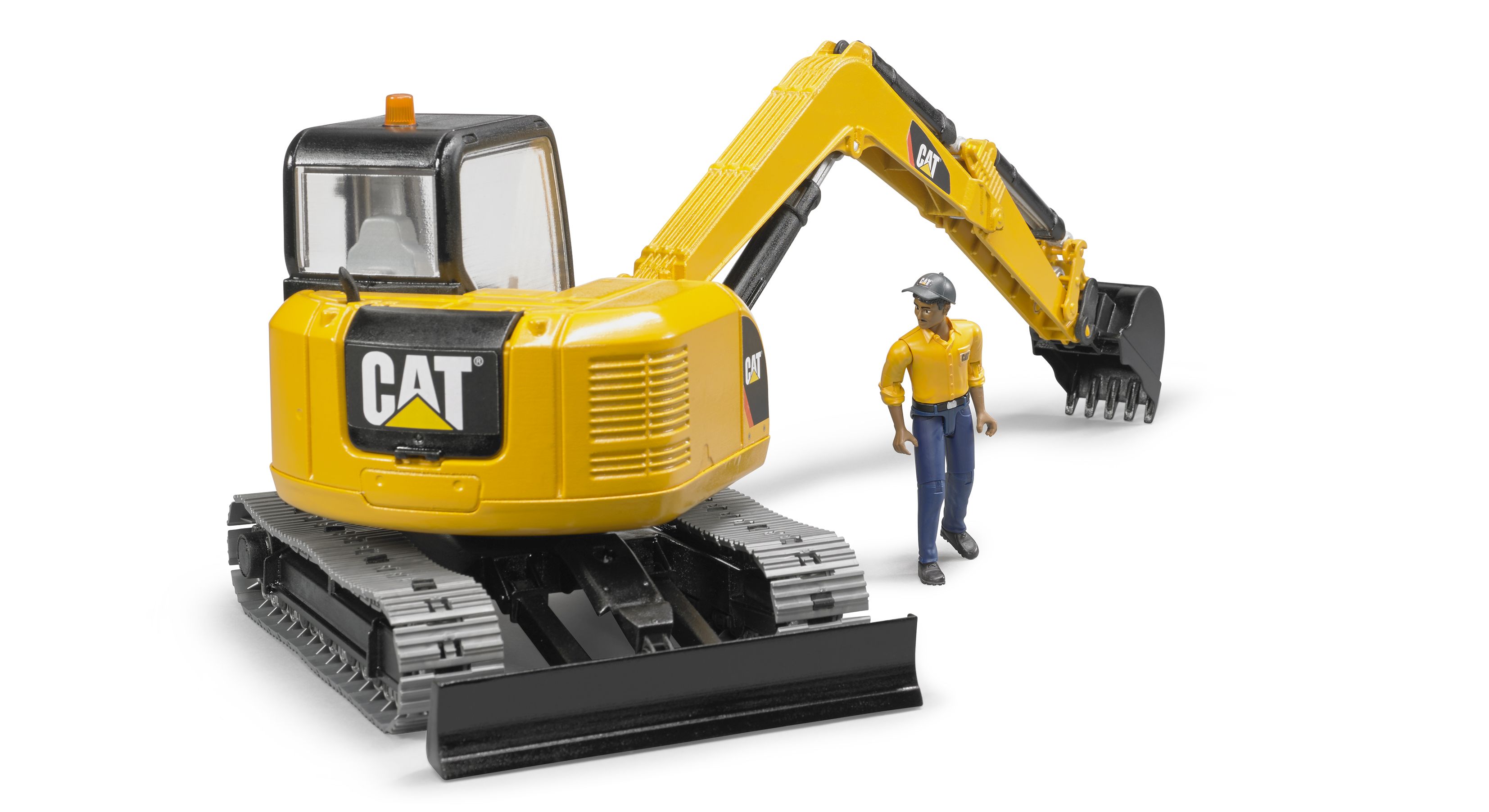 Bruder Caterpillar CAT Minibagger mit Bauarbeiter