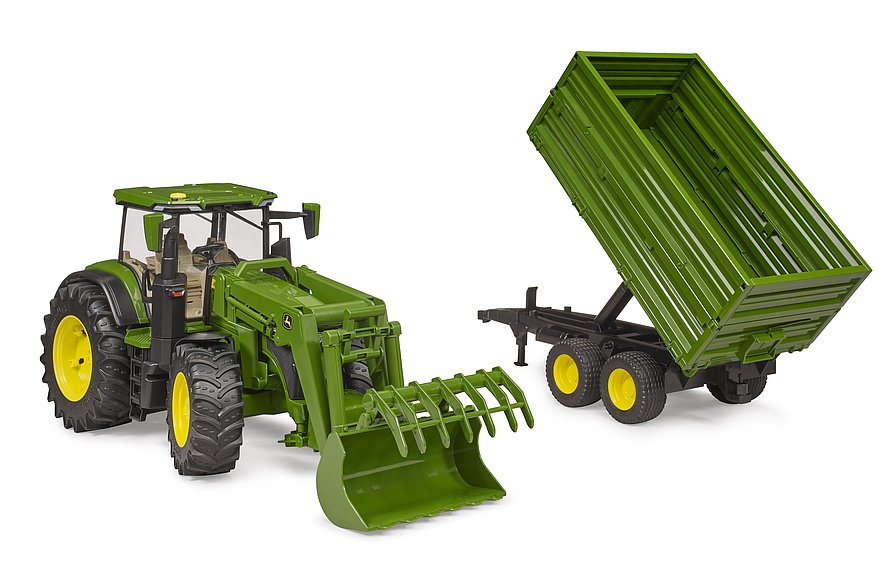 John Deere 7R 350, Frontlader u. Tandemachstransportanhänger
