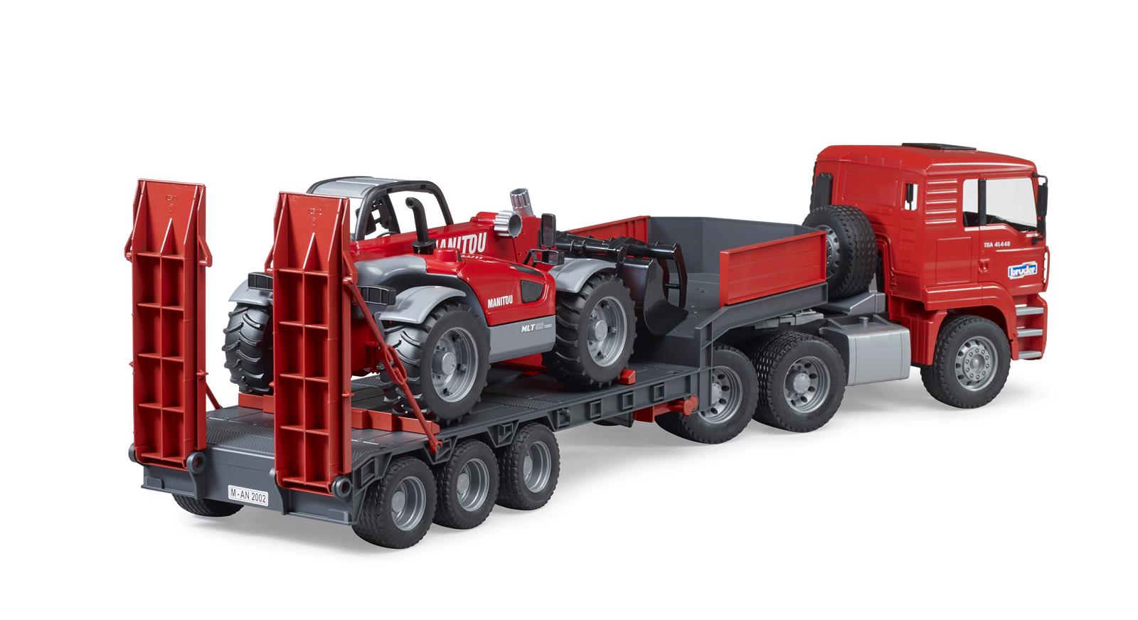BRUDER MAN TGA Tieflader mit Manitou Teleskoplader MLT 633