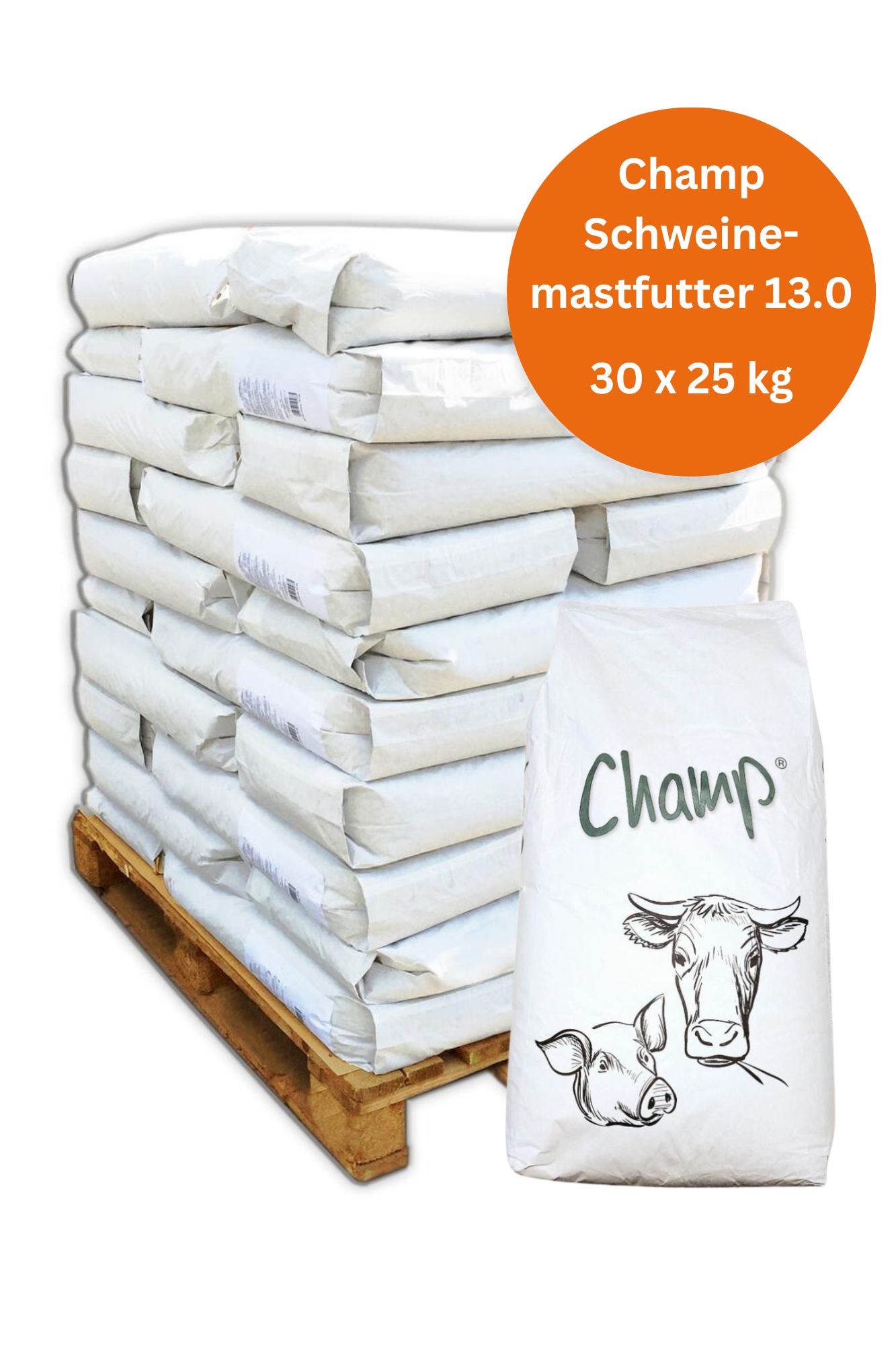 Palette Champ Schweinemastfutter 13,0 gesackt 750 kg, 30x 25 kg