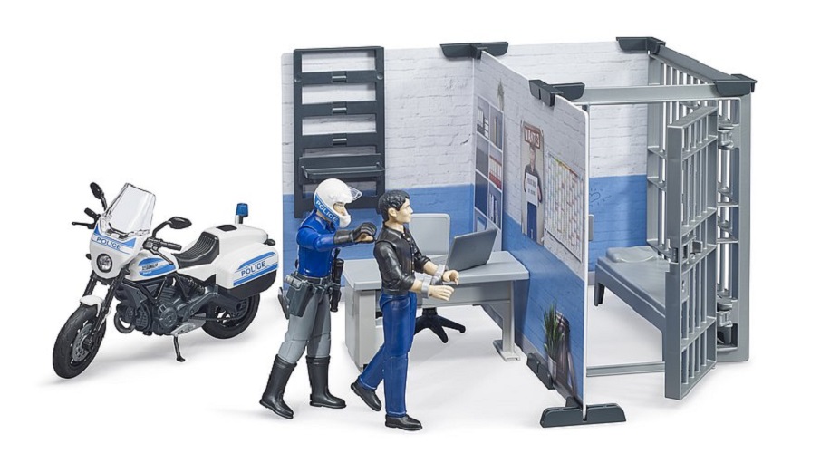 BRUDER bworld Polizeistation mit Polizeimotorrad