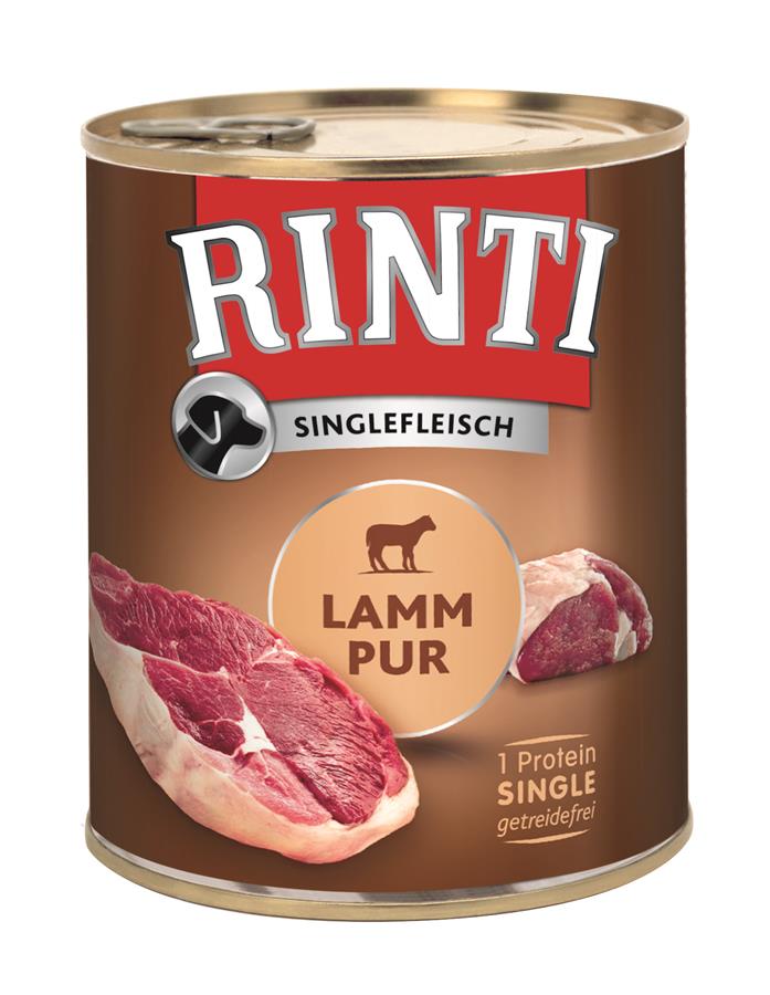 Rinti Singlefleisch Lamm PUR Dosenfutter für Hunde getreidefrei, 800 g