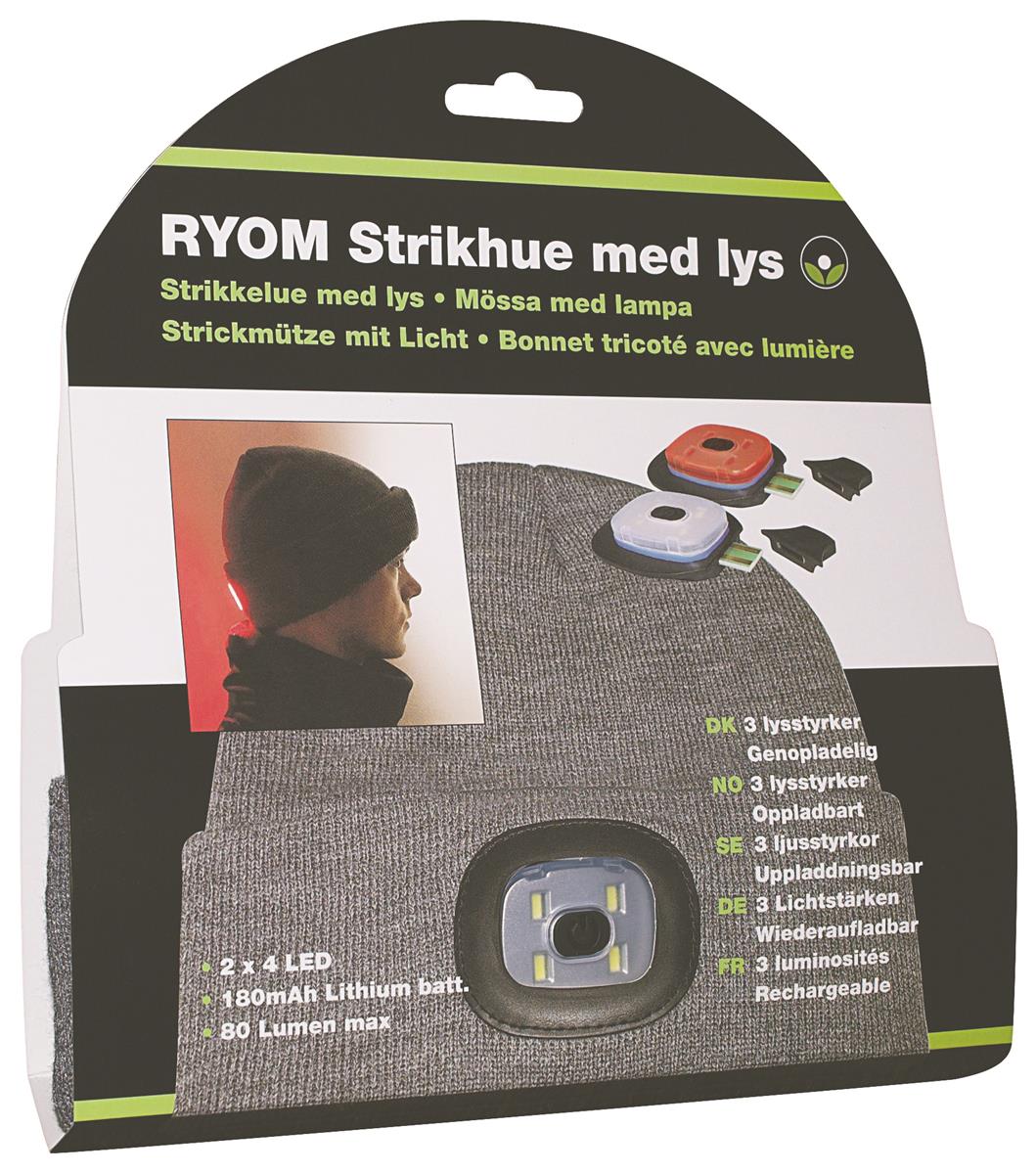 Ryom Mütze mit LED-Kopflampe vorne und hinten