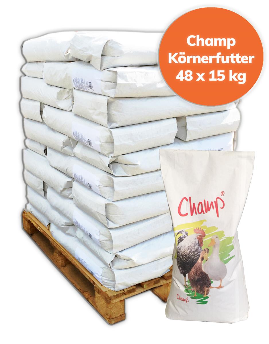 Palette Champ Geflügelkörnerfutter Hühnerfutter ohne Gentechnik 720 kg, 48x 15 kg