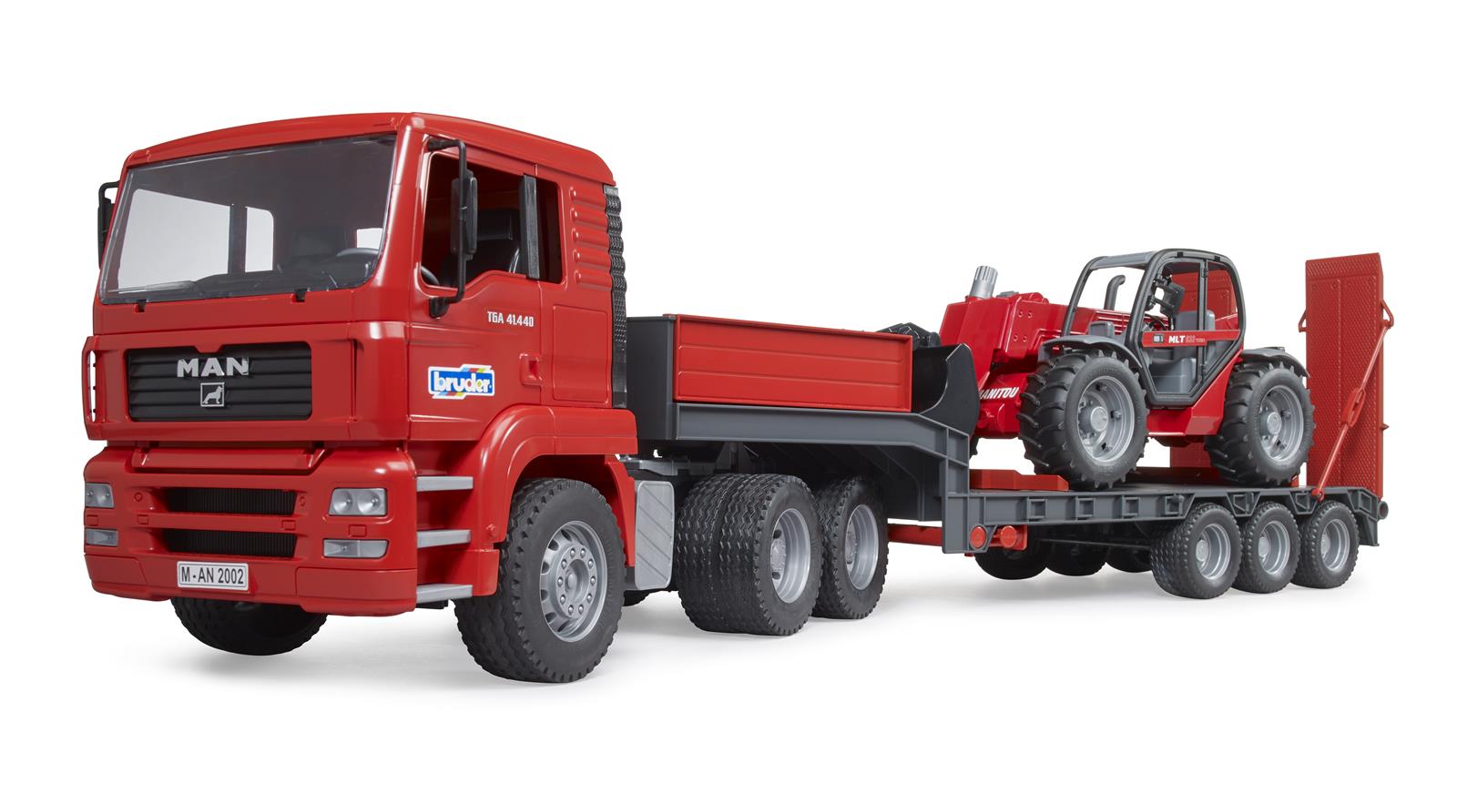 BRUDER MAN TGA Tieflader mit Manitou Teleskoplader MLT 633