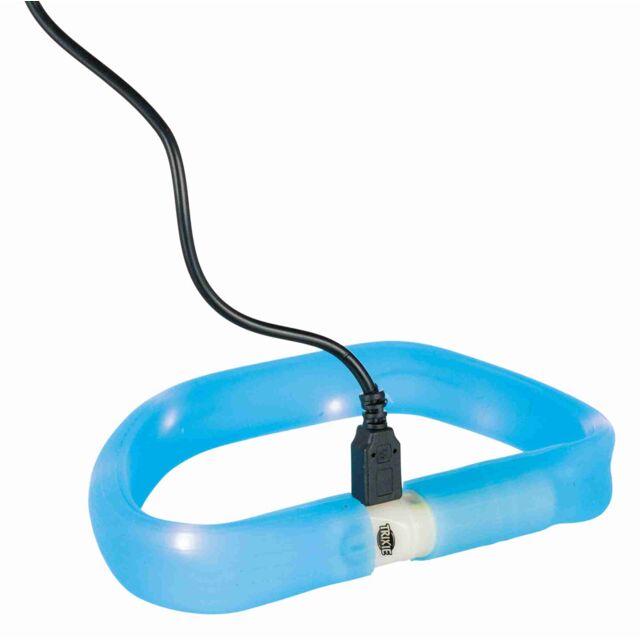 Trixie Flash Leuchtband USB, Silikon, M-L:50cm/30mm, blau