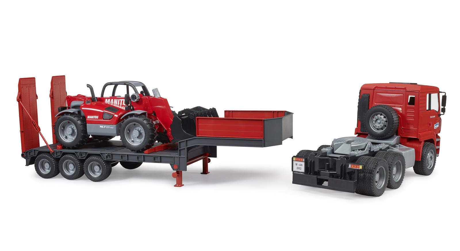 BRUDER MAN TGA Tieflader mit Manitou Teleskoplader MLT 633