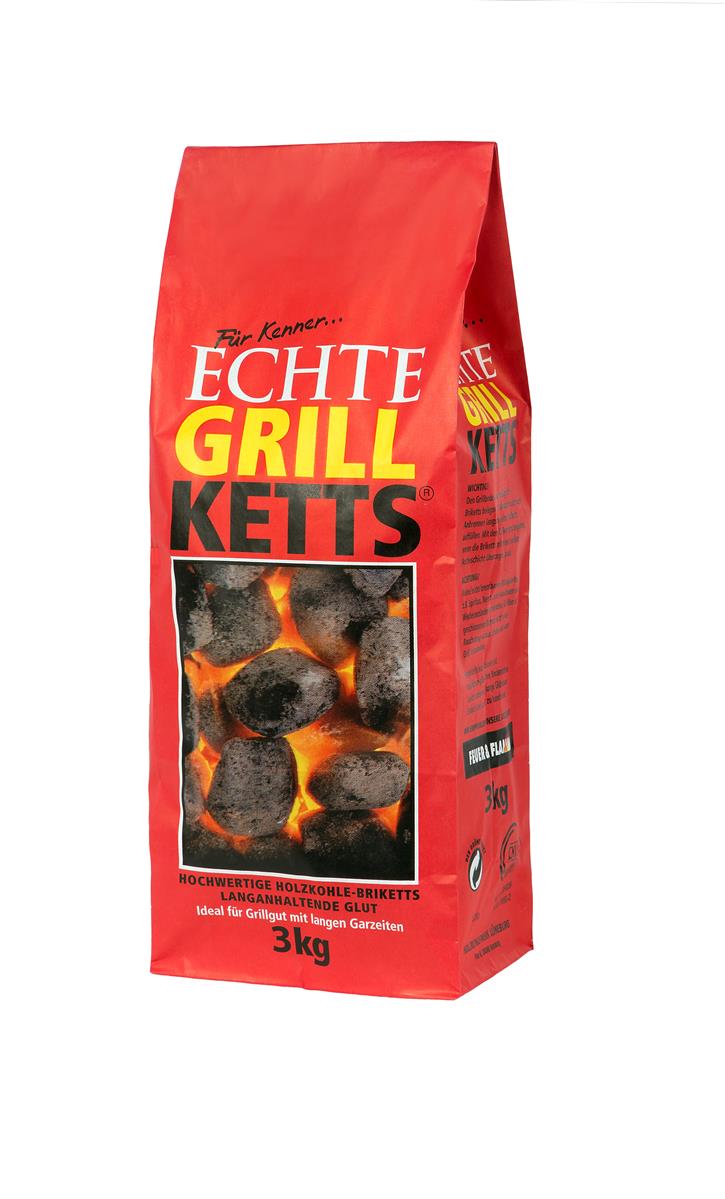 GrillKetts "Feuer & Flamme" Holzkohle Briketts zum Grillen, 3 kg