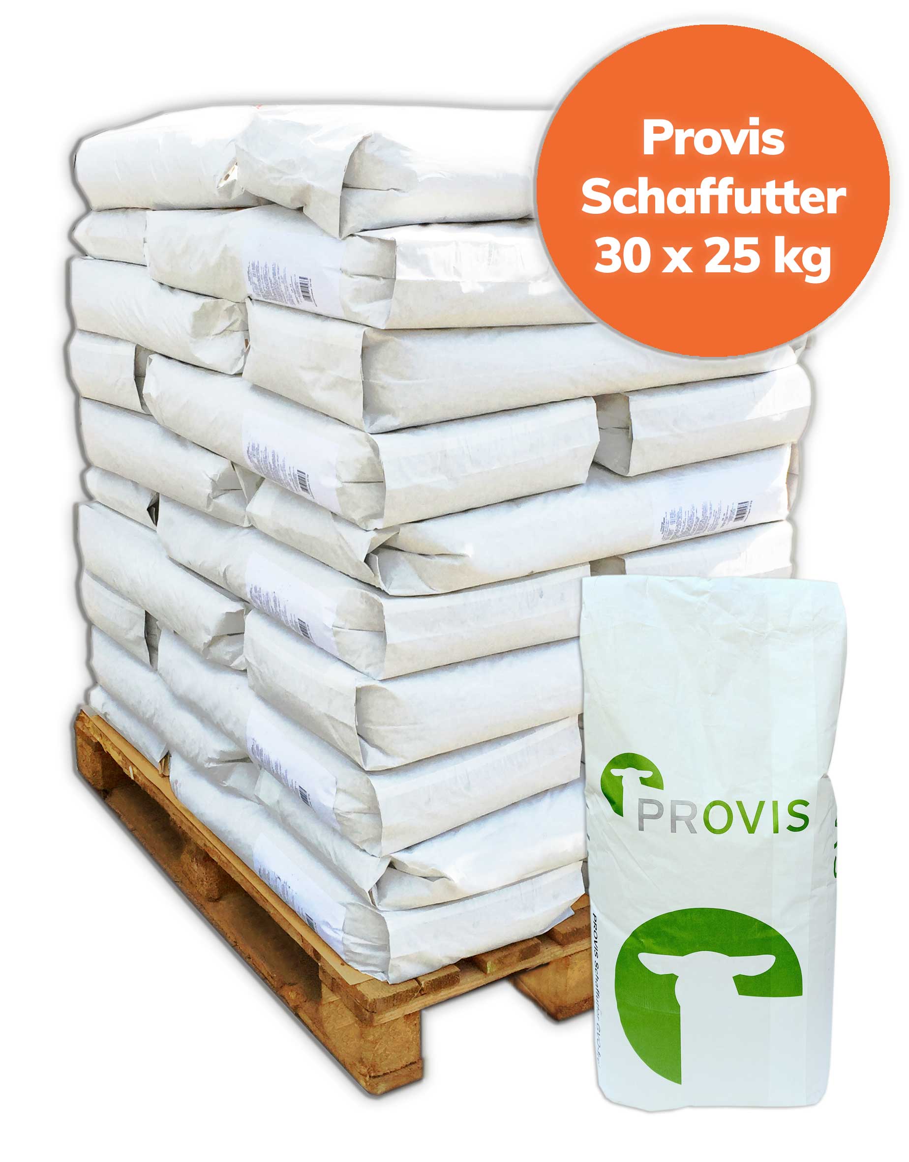 Palette Provis Schaffutter gesackt 750 kg, 30x 25 kg