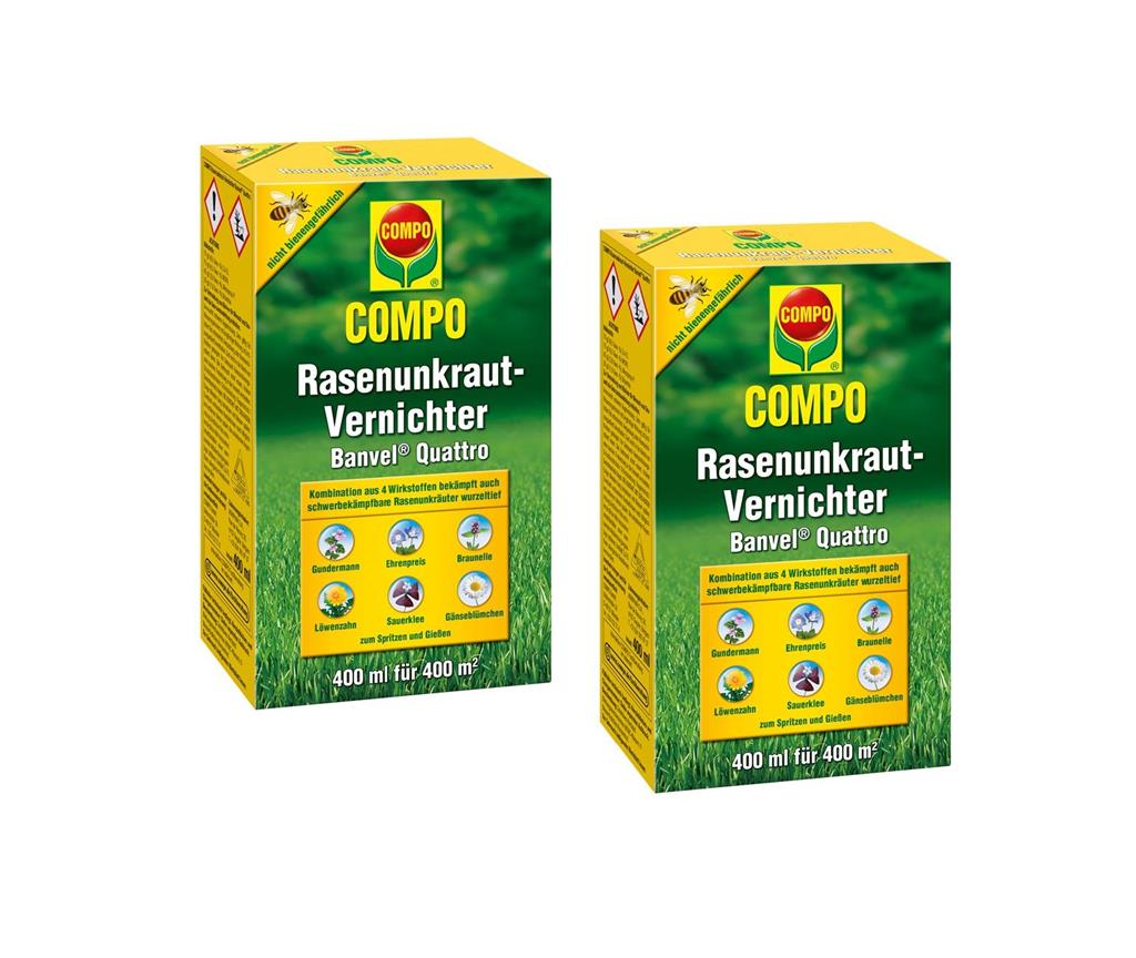 Compo Rasenunkraut-Vernichter Banvel Quattro im Doppelpack, 2x 400 ml