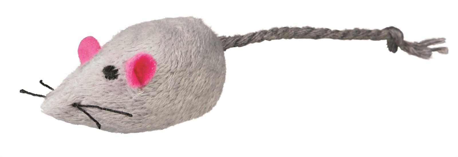 Trixie Plüschmäuse mit Schelle, 5 cm, 2 Stück, weiß/grau